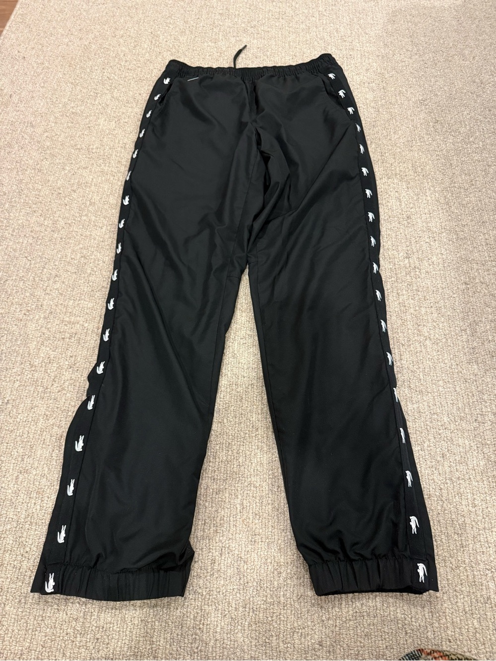 Lacoste vintage Y2K logo tape side track pants men’s size small zip ankle RARE